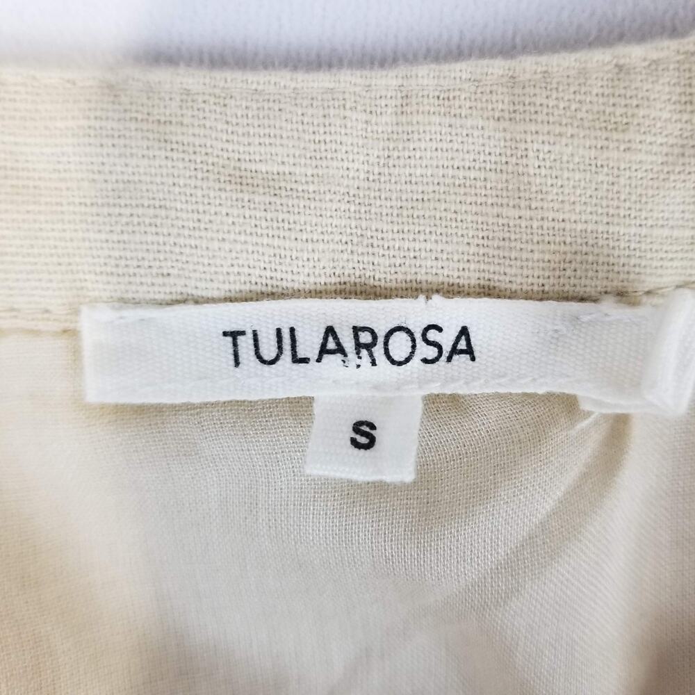 Tularosa Top Small Beige Embroidered Revolve Boho Peasant Floral Tassel Artsy - Picture 6 of 12